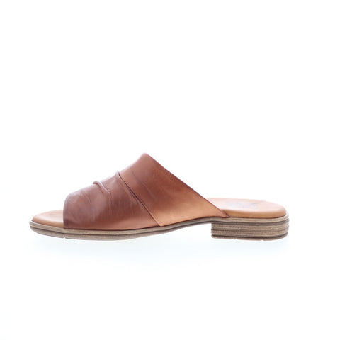 Miz Mooz Delilah Womens Brown Leather Slip On Slides Sandals Shoes