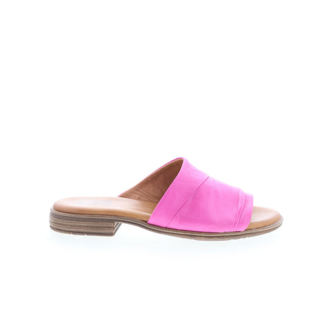 Miz Mooz Delilah Womens Pink Leather Slip On Slides Sandals Shoes