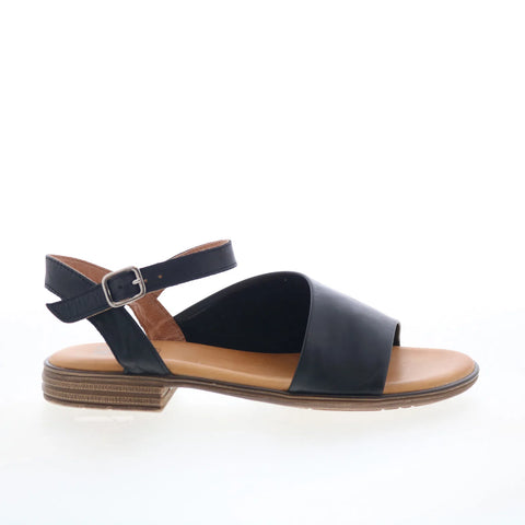 Miz Mooz Delphina Womens Black Leather Hook & Loop Strap Sandals Shoes