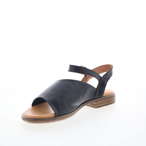 Miz Mooz Delphina Womens Black Leather Hook & Loop Strap Sandals Shoes