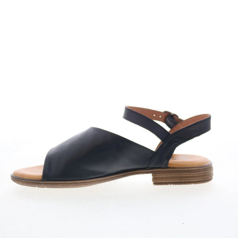 Miz Mooz Delphina Womens Black Leather Hook & Loop Strap Sandals Shoes