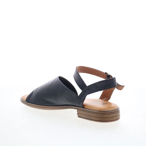 Miz Mooz Delphina Womens Black Leather Hook & Loop Strap Sandals Shoes