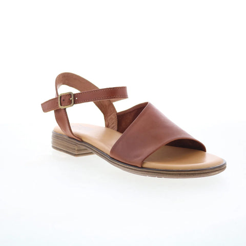 Miz Mooz Delphina Womens Brown Leather Hook & Loop Strap Sandals Shoes