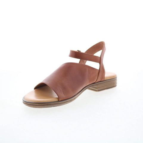 Miz Mooz Delphina Womens Brown Leather Hook & Loop Strap Sandals Shoes