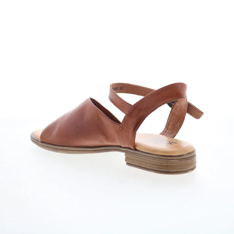 Miz Mooz Delphina Womens Brown Leather Hook & Loop Strap Sandals Shoes