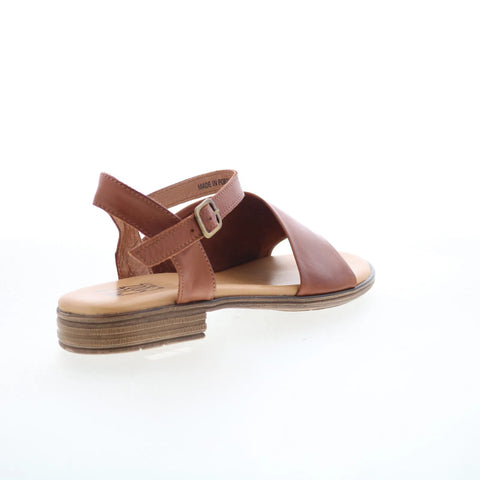 Miz Mooz Delphina Womens Brown Leather Hook & Loop Strap Sandals Shoes