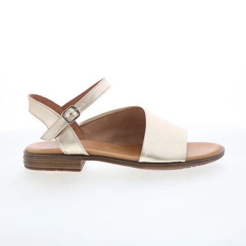 Miz Mooz Delphina Womens Gold Leather Hook & Loop Strap Sandals Shoes