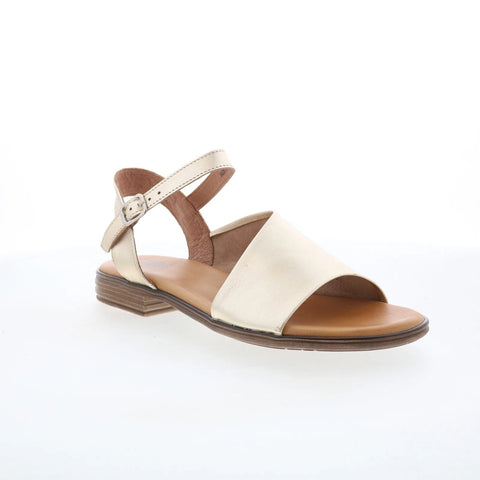Miz Mooz Delphina Womens Gold Leather Hook & Loop Strap Sandals Shoes