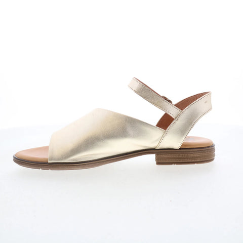 Miz Mooz Delphina Womens Gold Leather Hook & Loop Strap Sandals Shoes