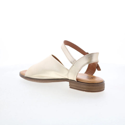 Miz Mooz Delphina Womens Gold Leather Hook & Loop Strap Sandals Shoes