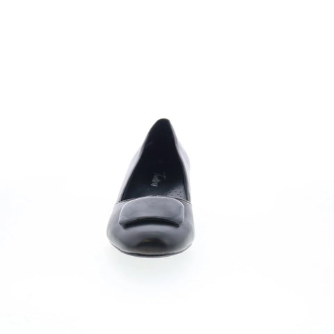 Trotters Delse T1852-001 Womens Black Leather Slip On Pumps Heels Shoes