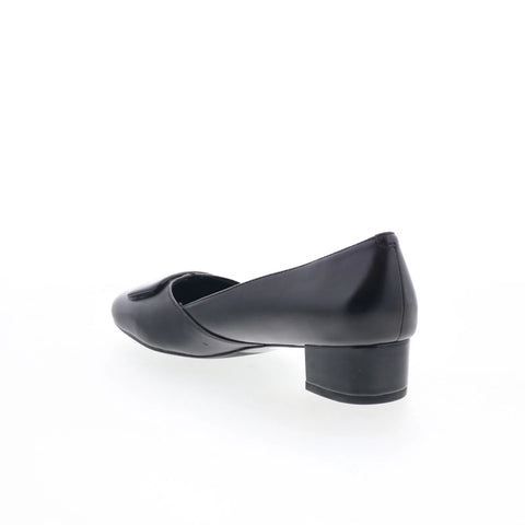 Trotters Delse T1852-001 Womens Black Leather Slip On Pumps Heels Shoes