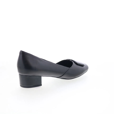 Trotters Delse T1852-001 Womens Black Leather Slip On Pumps Heels Shoes