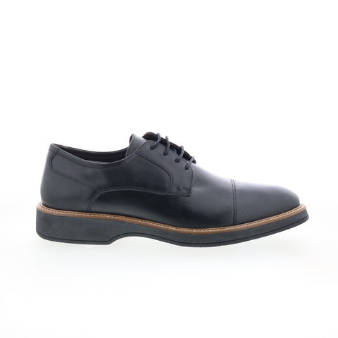 Studio Belvedere Dennis Mens Black Leather Oxfords & Lace Ups Cap Toe Shoes