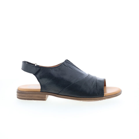 Miz Mooz Devon Womens Black Leather Strap Slingback Sandals Shoes