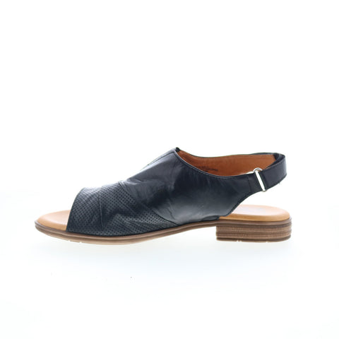 Miz Mooz Devon Womens Black Leather Strap Slingback Sandals Shoes