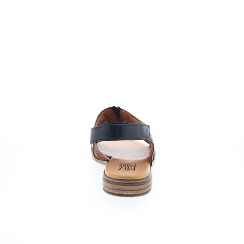 Miz Mooz Devon Womens Black Leather Strap Slingback Sandals Shoes