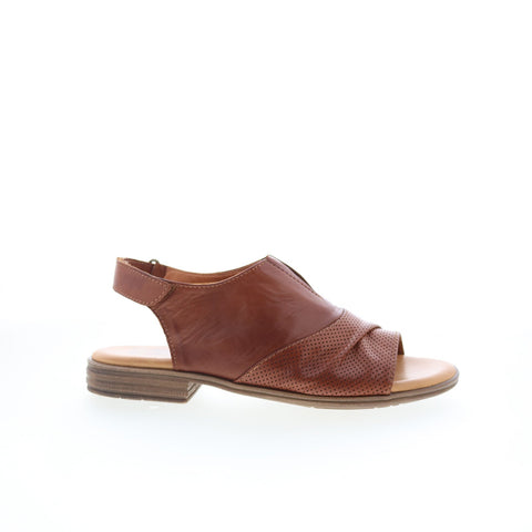 Miz Mooz Devon Womens Brown Leather Hook & Loop Slingback Flats Shoes