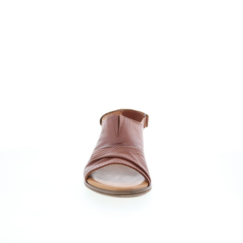 Miz Mooz Devon Womens Brown Leather Hook & Loop Slingback Flats Shoes