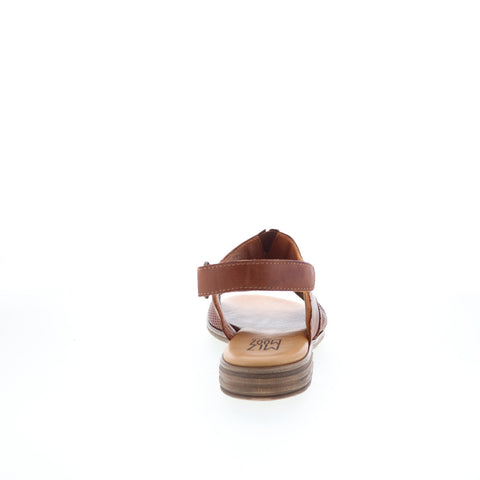 Miz Mooz Devon Womens Brown Leather Hook & Loop Slingback Flats Shoes