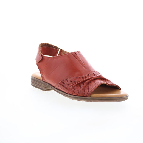 Miz Mooz Devon Womens Red Leather Strap Slingback Sandals Shoes