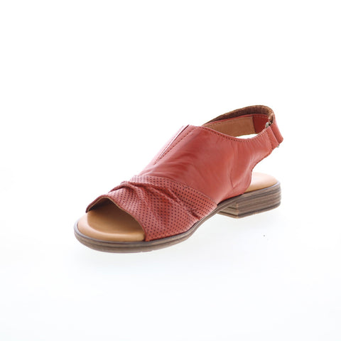 Miz Mooz Devon Womens Red Leather Strap Slingback Sandals Shoes