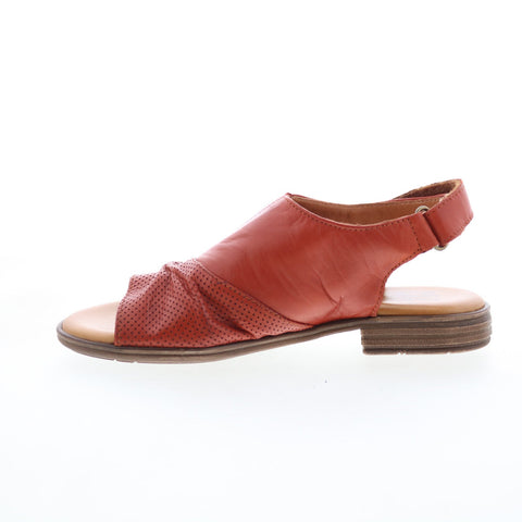 Miz Mooz Devon Womens Red Leather Strap Slingback Sandals Shoes