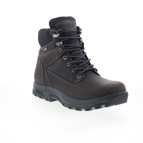 Dunham 8000Works Waterproof 6" Plain Toe Mens Gray Leather Work Boots
