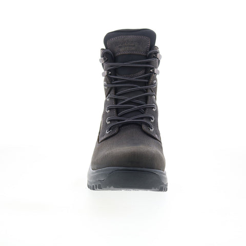 Dunham 8000Works Waterproof 6" Plain Toe Mens Gray Leather Work Boots