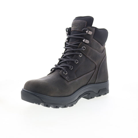 Dunham 8000Works Waterproof 6" Plain Toe Mens Gray Leather Work Boots