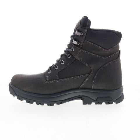 Dunham 8000Works Waterproof 6" Plain Toe Mens Gray Leather Work Boots