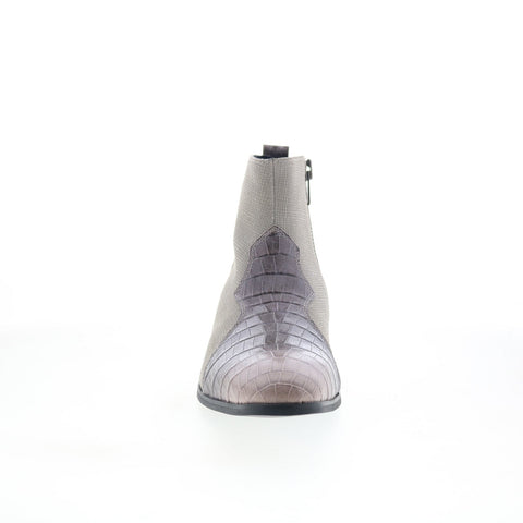 Dingo Dunn Ankle Boot DI-222 Mens Gray Leather Zipper Ankle Boots