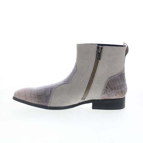 Dingo Dunn Ankle Boot DI-222 Mens Gray Leather Zipper Ankle Boots