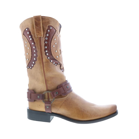 Dingo War Eagle Studded Square Toe Boot DI-851 Mens Brown Western Boots