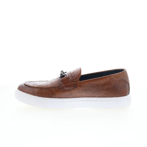Robert Graham DI367-81 Mens Brown Leather Loafers & Slip Ons Casual Shoes