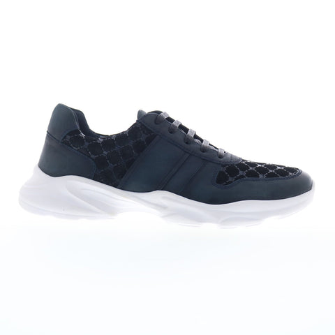 Robert Graham DI378-10 Mens Blue Leather Lace Up Lifestyle Sneakers Shoes