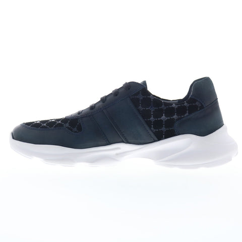 Robert Graham DI378-10 Mens Blue Leather Lace Up Lifestyle Sneakers Shoes