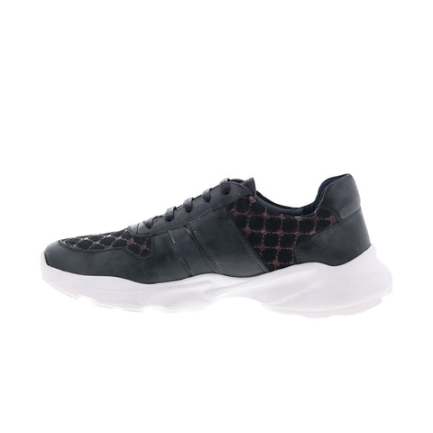 Robert Graham DI378-10 Mens Black Leather Lace Up Lifestyle Sneakers Shoes