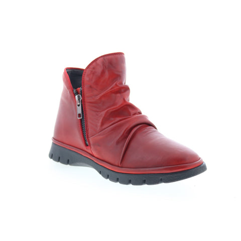 Miz Mooz Dianne Womens Red Leather Zipper Ankle & Booties Boots