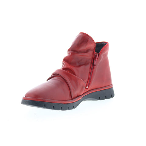 Miz Mooz Dianne Womens Red Leather Zipper Ankle & Booties Boots