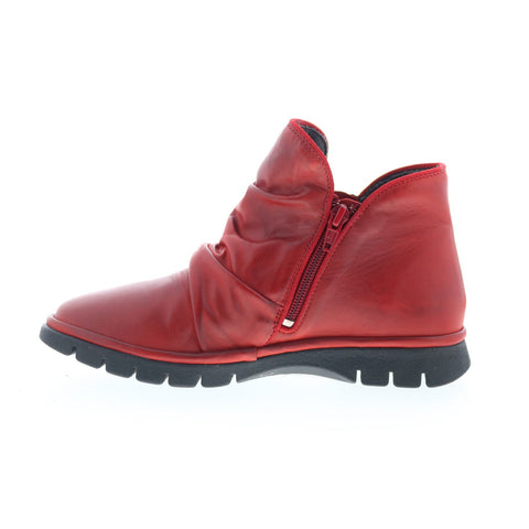 Miz Mooz Dianne Womens Red Leather Zipper Ankle & Booties Boots