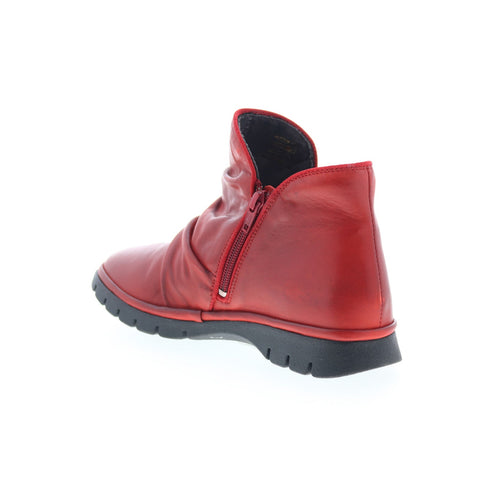 Miz Mooz Dianne Womens Red Leather Zipper Ankle & Booties Boots