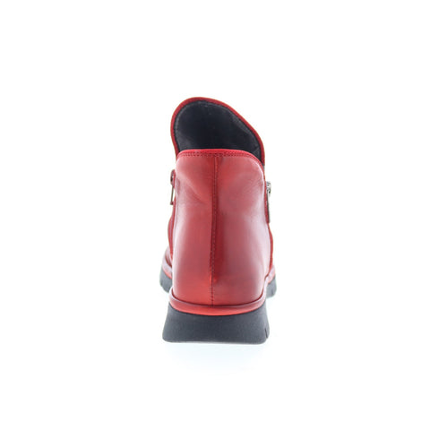 Miz Mooz Dianne Womens Red Leather Zipper Ankle & Booties Boots