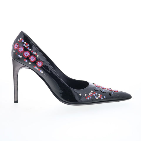 Dibera Scarpe Donna DIBRERA 8 Womens Black Leather Slip On Pumps Heels Shoes
