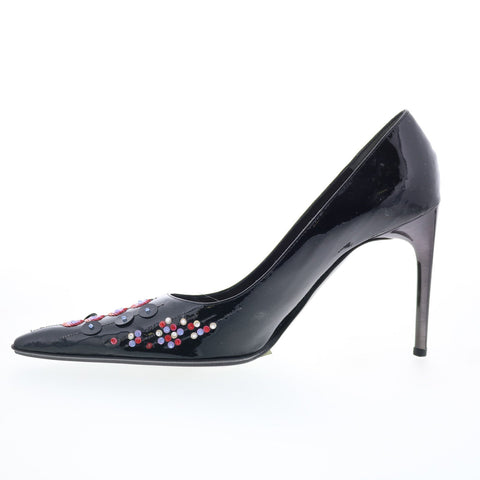 Dibera Scarpe Donna DIBRERA 8 Womens Black Leather Slip On Pumps Heels Shoes
