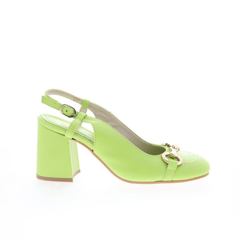 Divine Follie Divine Follie12 Womens Green Leather Pumps Heels Shoes