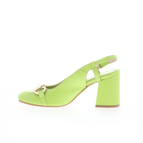 Divine Follie Divine Follie12 Womens Green Leather Pumps Heels Shoes