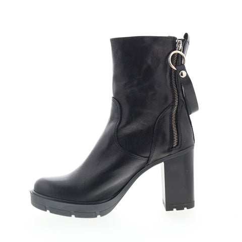 Divine Follie Divine Follie14 Womens Black Leather Ankle & Booties Boots