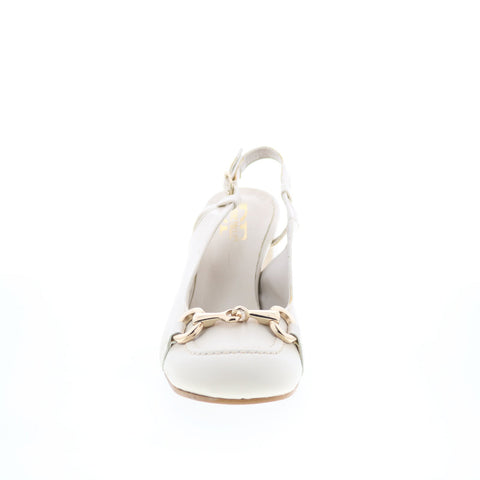 Divine Follie Divine Follie1 Womens White Leather Pumps Heels Shoes