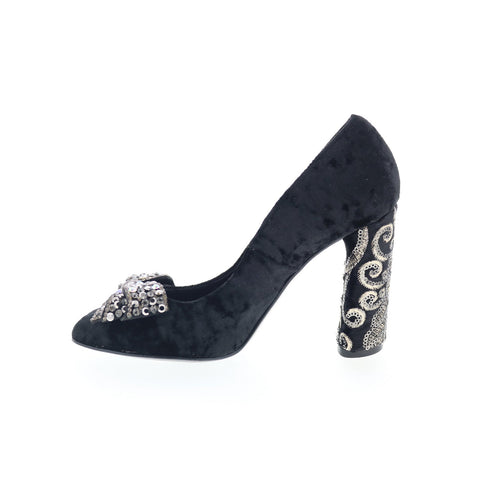 Divine Follie Divine Follie3 Womens Black Synthetic Slip On Pumps Heels Shoes